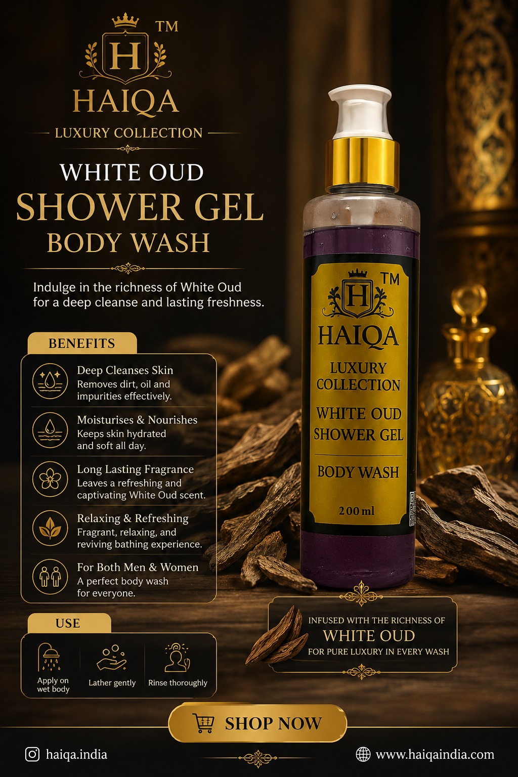 Haiqa White Oud Body Wash