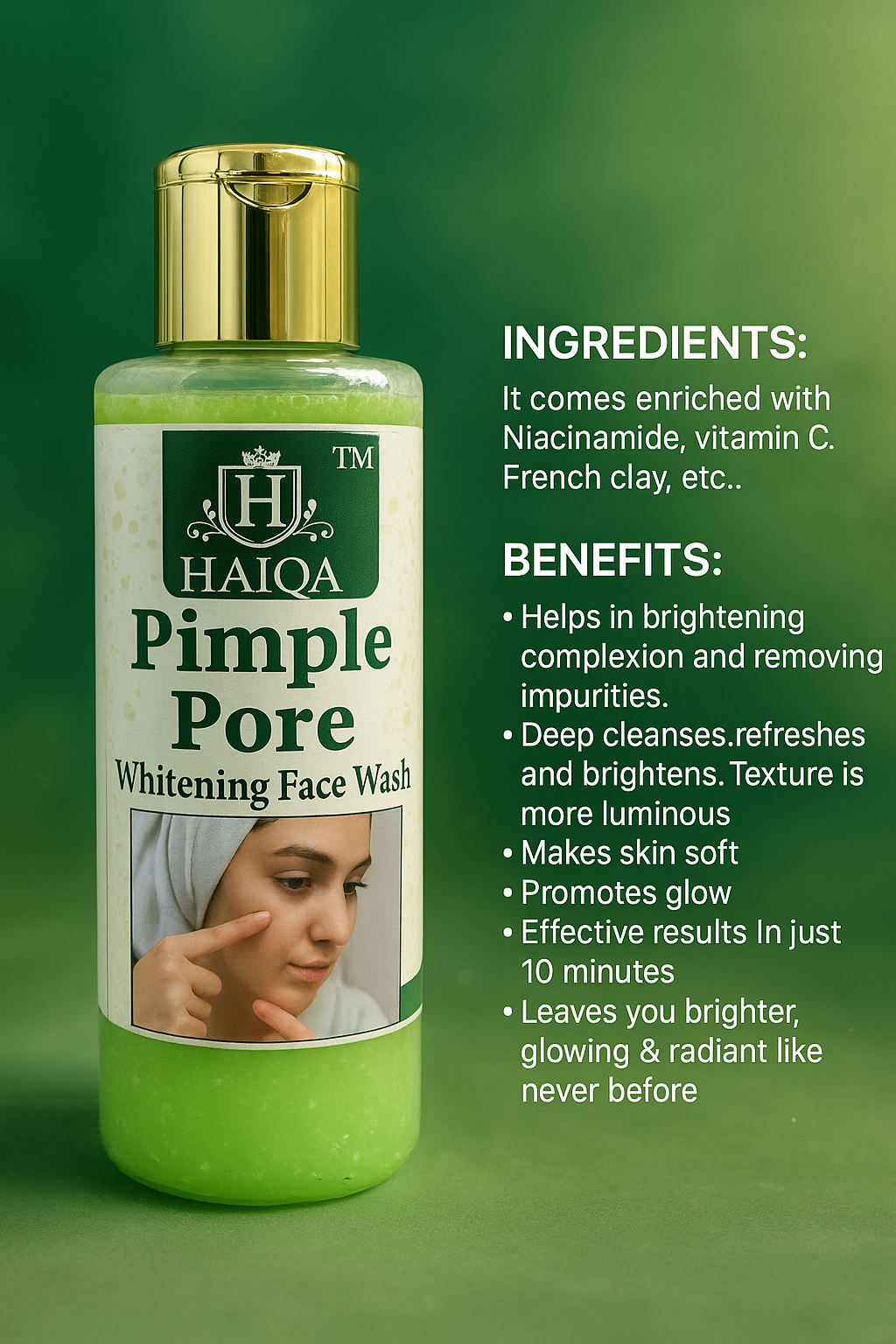 Haiqa Pimple Pore Whitening Face Wash