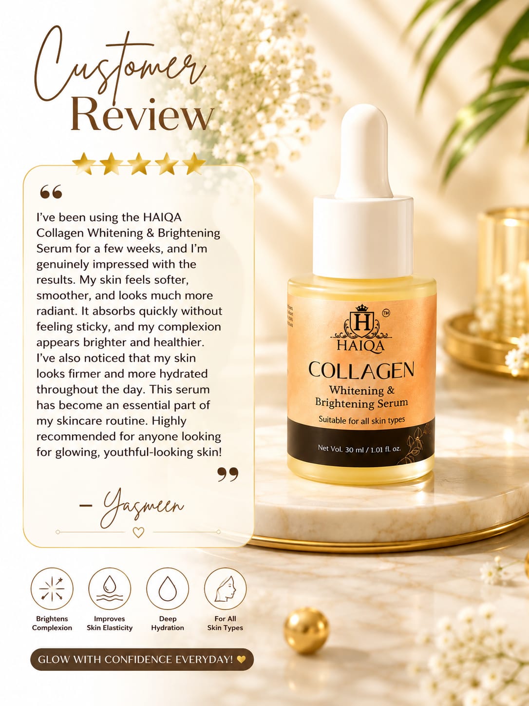 HAIQA Collagen Serum with Glutathione, Kojic Acid, Alpha Arbutin & Niacinamide - Image 3