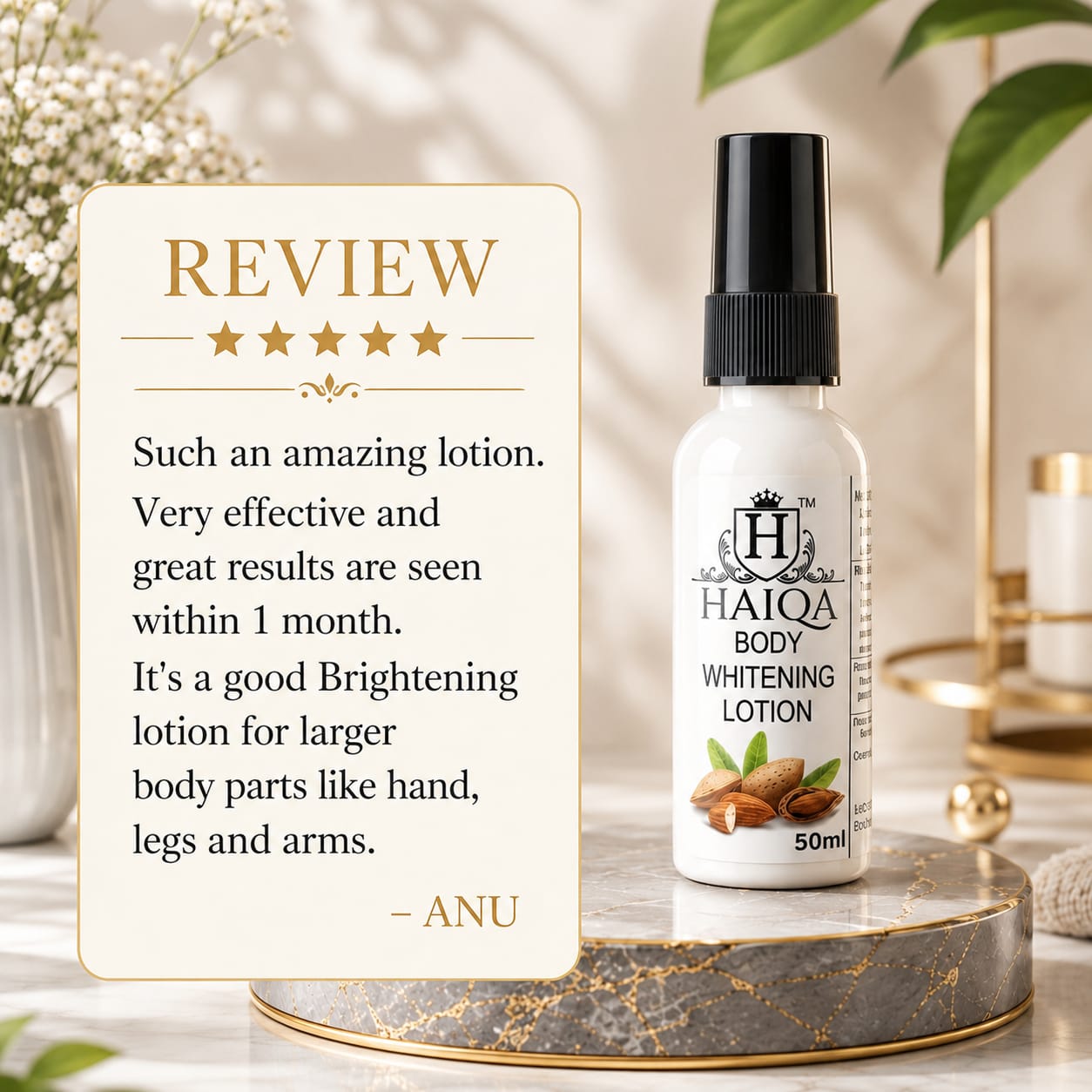 HAIQA Body Brightening Lotion - For Radiant & Even-Toned Look | Deep Moisturization, Nourishes & Repairs - Image 3