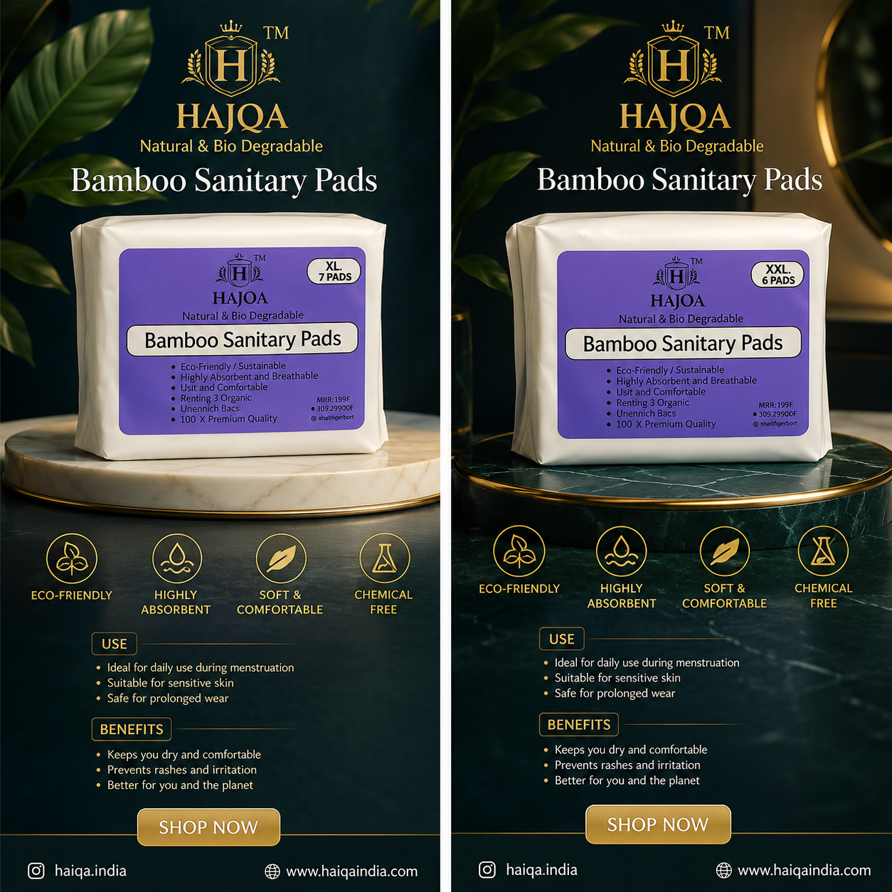 HAIQA BAMBOO SANITARY PADS XL & XXL